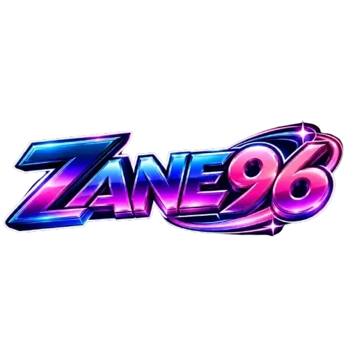 โลโก้ ZANE96 บนพื้นโปร่งใส เป็นเวิร์ดมาร์กล้วนไม่มีสัญลักษณ์ประกอบ เขียนด้วยตัวอักษรละตินหนาสามมิติผิวโครเมียมมันวาวเอียงไปทางขวา สี่ตัวอักษรแรกไล่เฉดจากฟ้าอิเล็กทริกเข้าหาม่วง ส่วนตัวเลขสองหลักท้ายเป็นสีชมพูแมเจนต้าไล่ลงม่วงเข้ม ทุกตัวตัดขอบสีขาวหนาและมีแสงสะท้อนสีขาวพาดอยู่ด้านบน มีประกายดาวสี่แฉกสีขาวอมม่วงประดับอยู่ที่มุมบนขวาและมุมล่างของตัวเลข