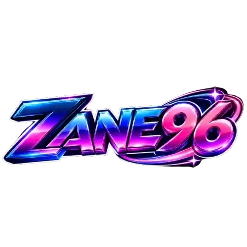 โลโก้ ZANE96 บนพื้นโปร่งใส เป็นเวิร์ดมาร์กล้วนไม่มีสัญลักษณ์ประกอบ เขียนด้วยตัวอักษรละตินหนาสามมิติผิวโครเมียมมันวาวเอียงไปทางขวา สี่ตัวอักษรแรกไล่เฉดจากฟ้าอิเล็กทริกเข้าหาม่วง ส่วนตัวเลขสองหลักท้ายเป็นสีชมพูแมเจนต้าไล่ลงม่วงเข้ม ทุกตัวตัดขอบสีขาวหนาและมีแสงสะท้อนสีขาวพาดอยู่ด้านบน มีประกายดาวสี่แฉกสีขาวอมม่วงประดับอยู่ที่มุมบนขวาและมุมล่างของตัวเลข